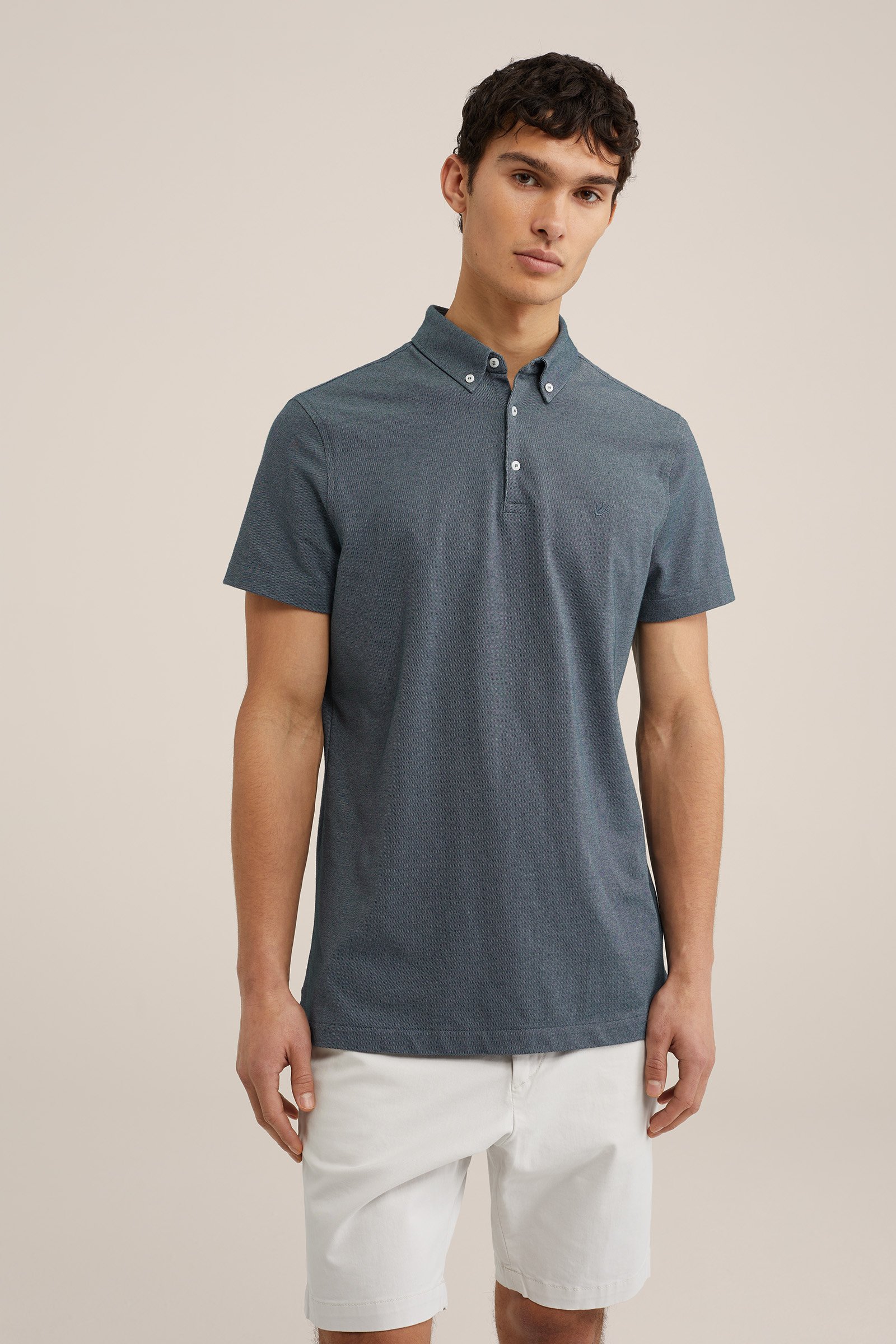 polo met structuur WE Fashion Grijsblauw