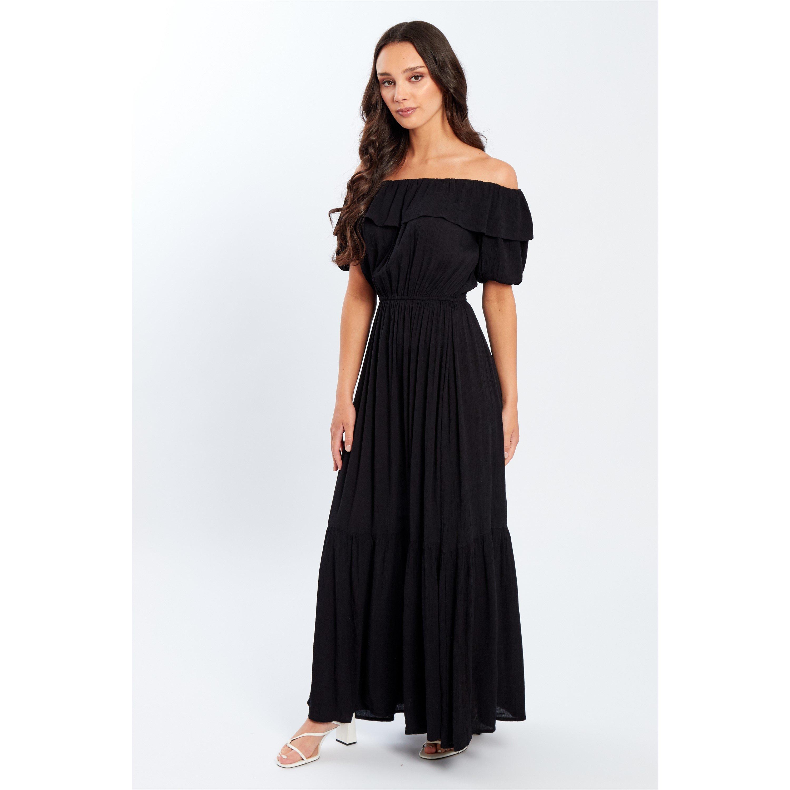 Be You Bardot Bardot Crinkle Maxi Dress