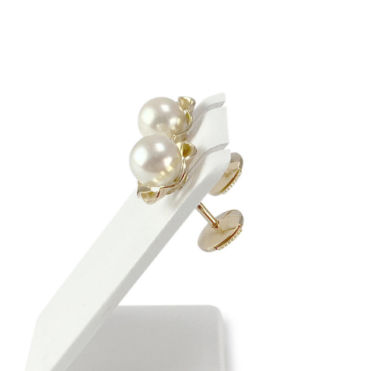 Boucles d'oreilles d'occasion or 750 jaune perles de culture du Japon