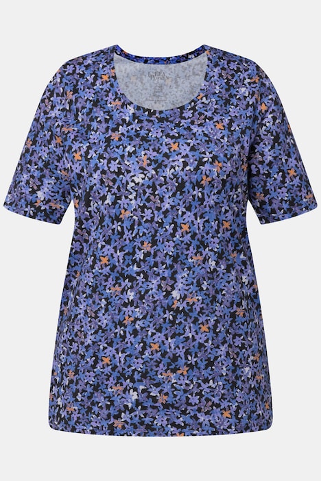 Shirt, gemustert, Rundhals, Halbarm