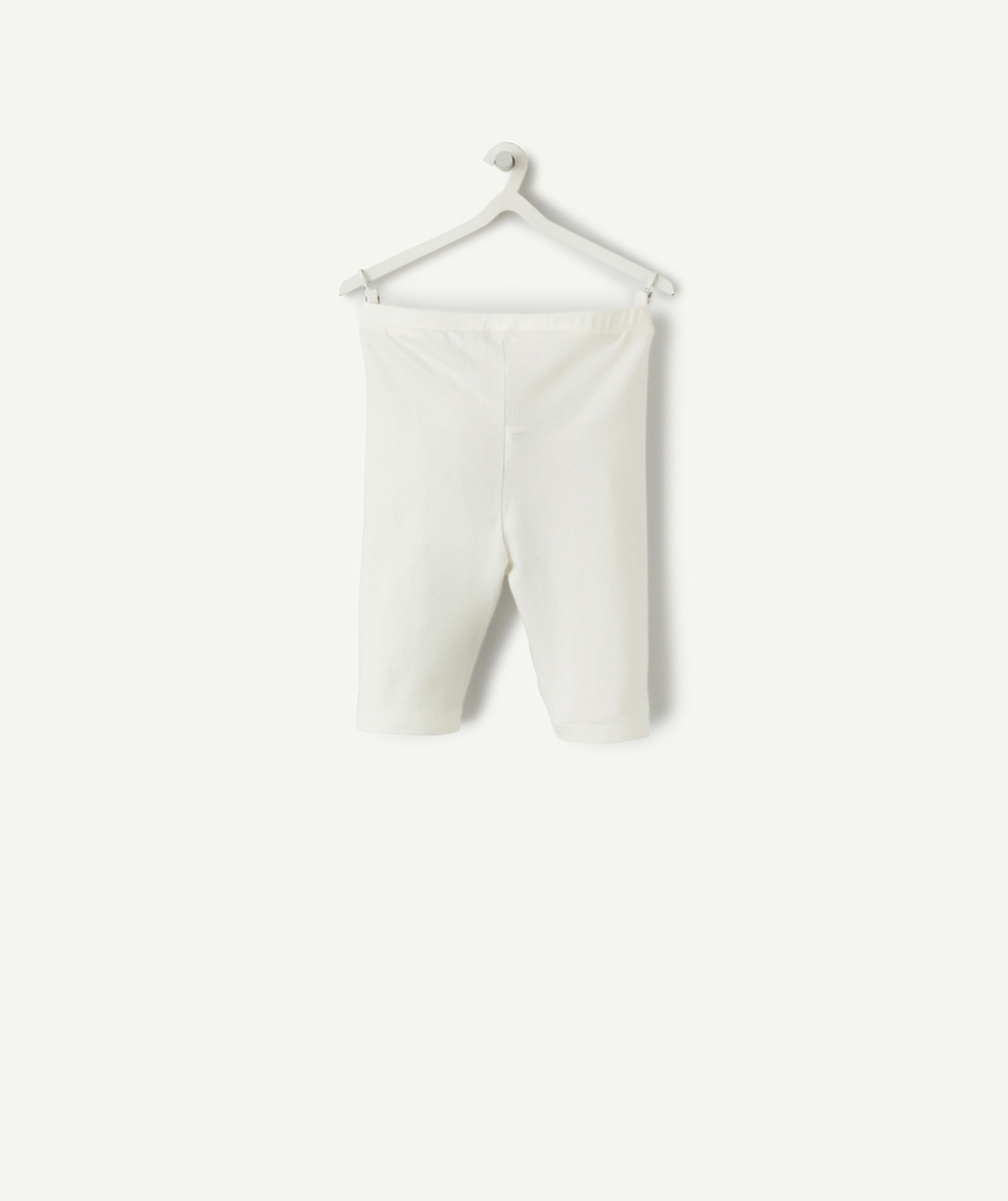 legging court bébé fille en coton biologique blanc