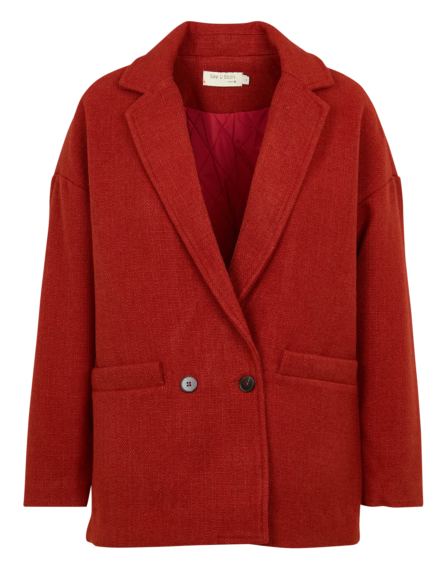 Veste droite col tailleur| Rouge