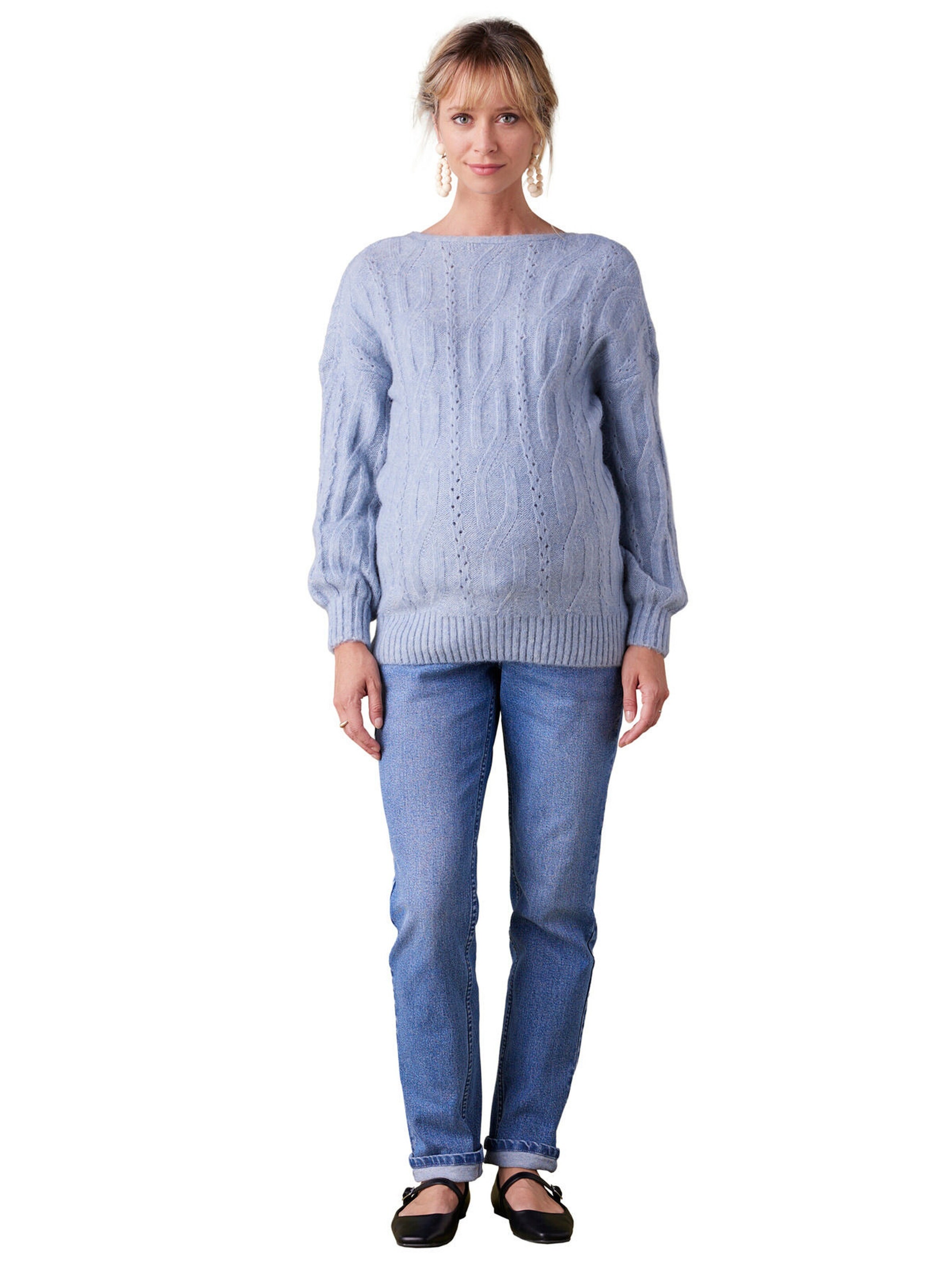 Envie de Fraise Wende-Pullover mit Alpaka für Schwangerschaft und Stillzeit eisblau
