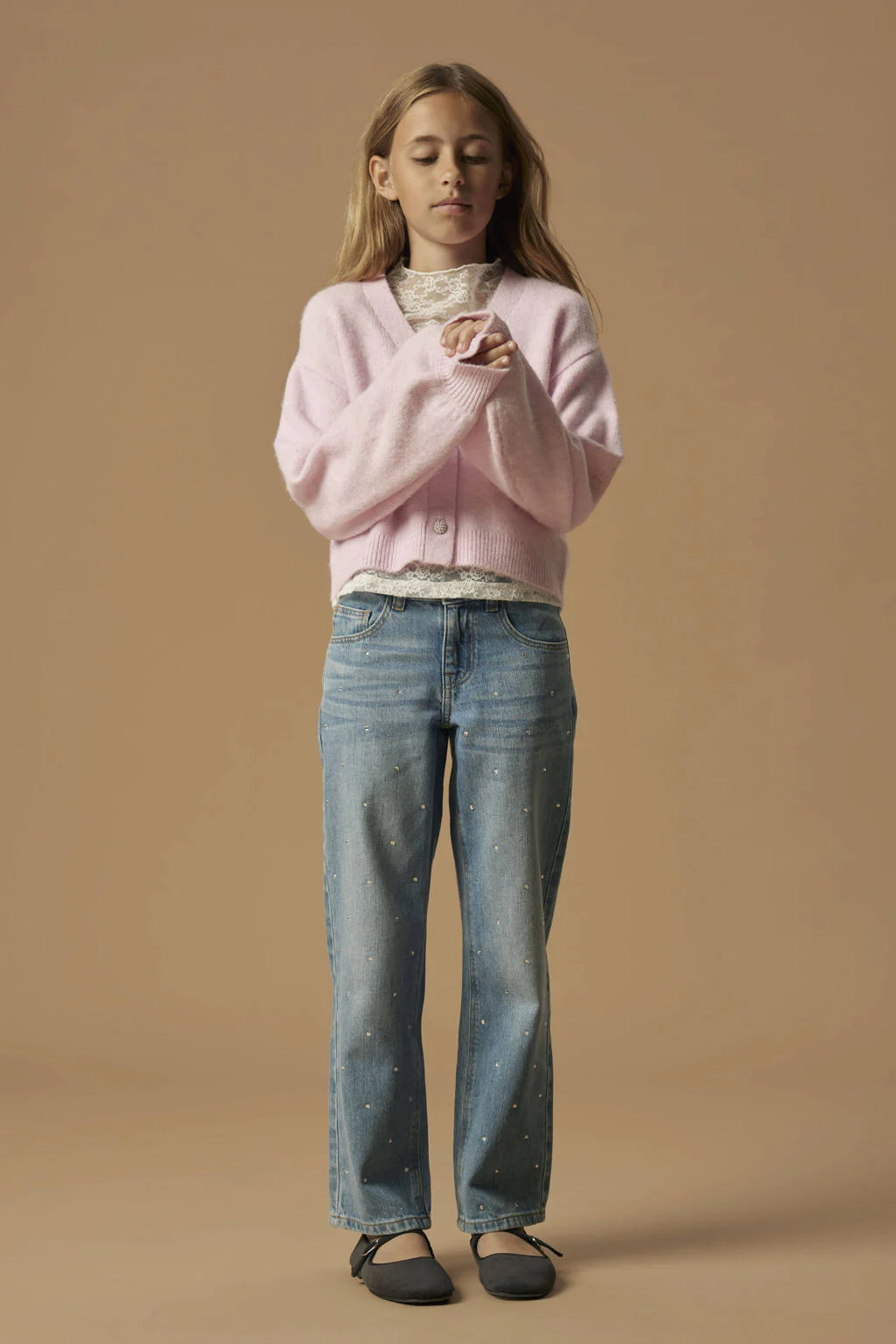 NAME IT KIDS cardigan lichtroze gebreid