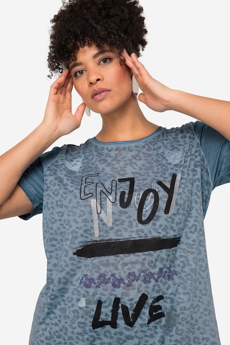T-Shirt, Leomuster, Statement, Rundhals, Halbarm.