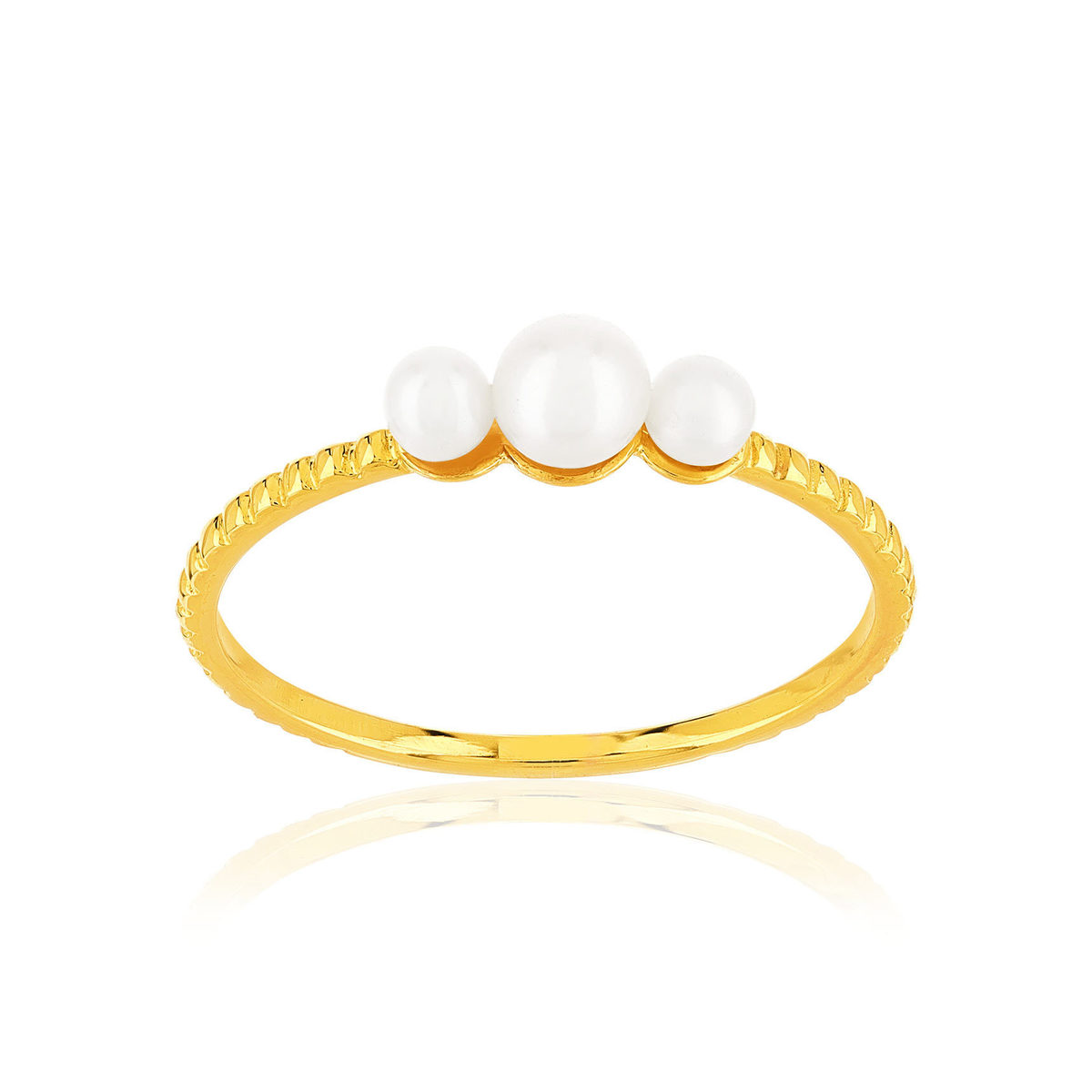 Bague plaqué or jaune perles de culture de chine