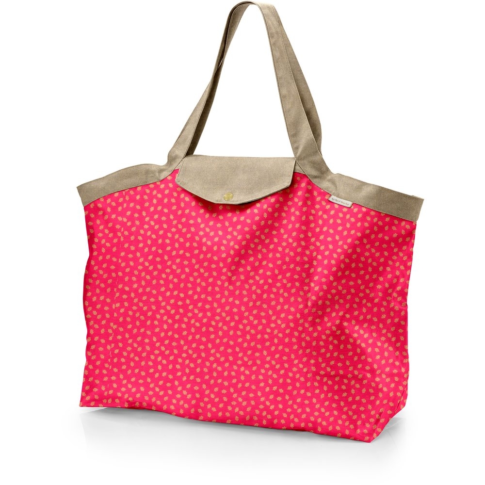 Grand Sac Cabas En Tissu Feuillage Or Rose