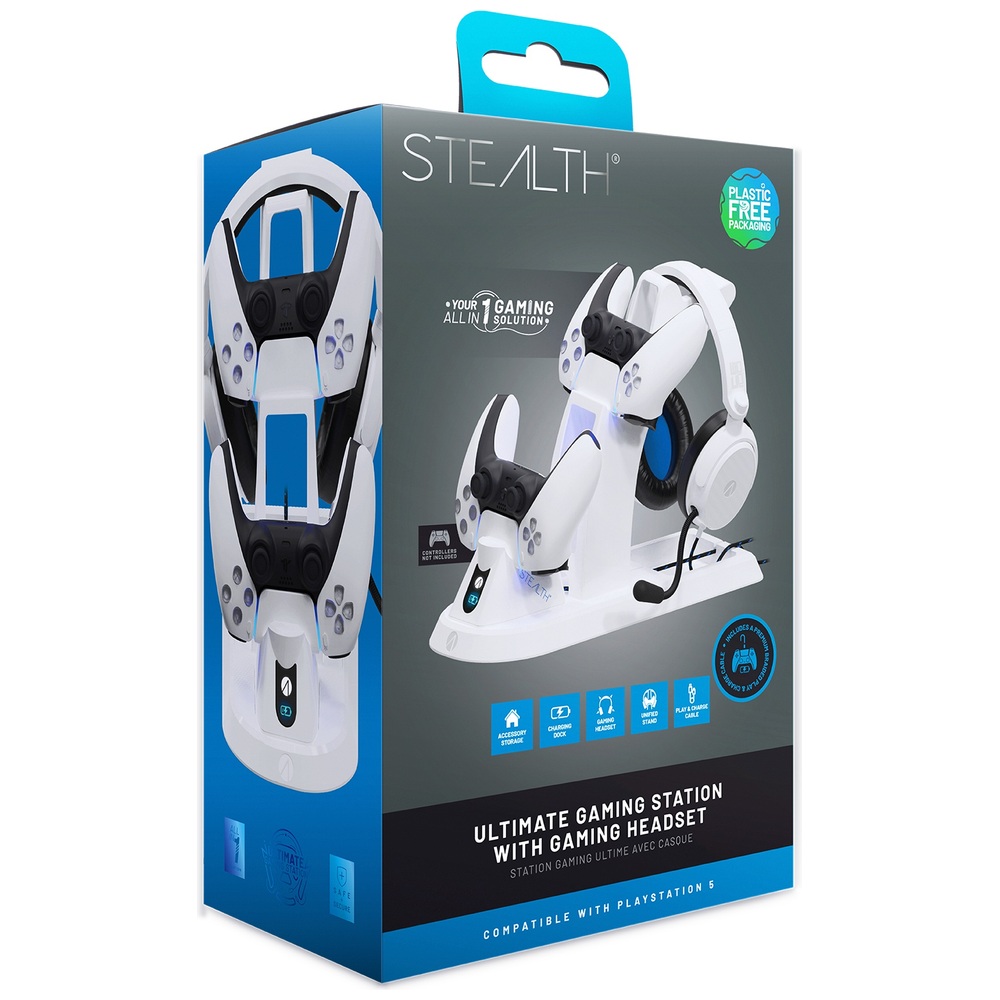 Unauffällige Ladestation, Gaming-Headset- und Controller-Ständer für PlayStation 5