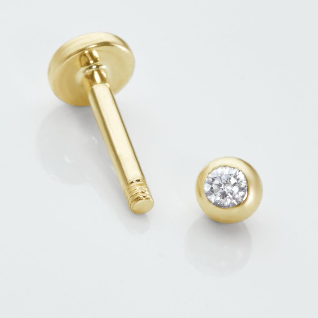 Piercing De Labret Or Jaune Acanta Oxyde De Zirconium