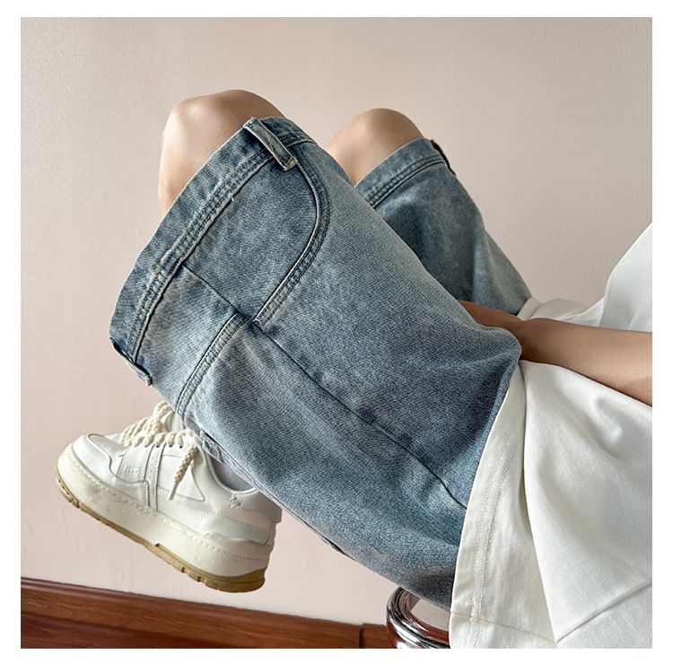Tiaota - Mid Rise Washed Denim Shorts