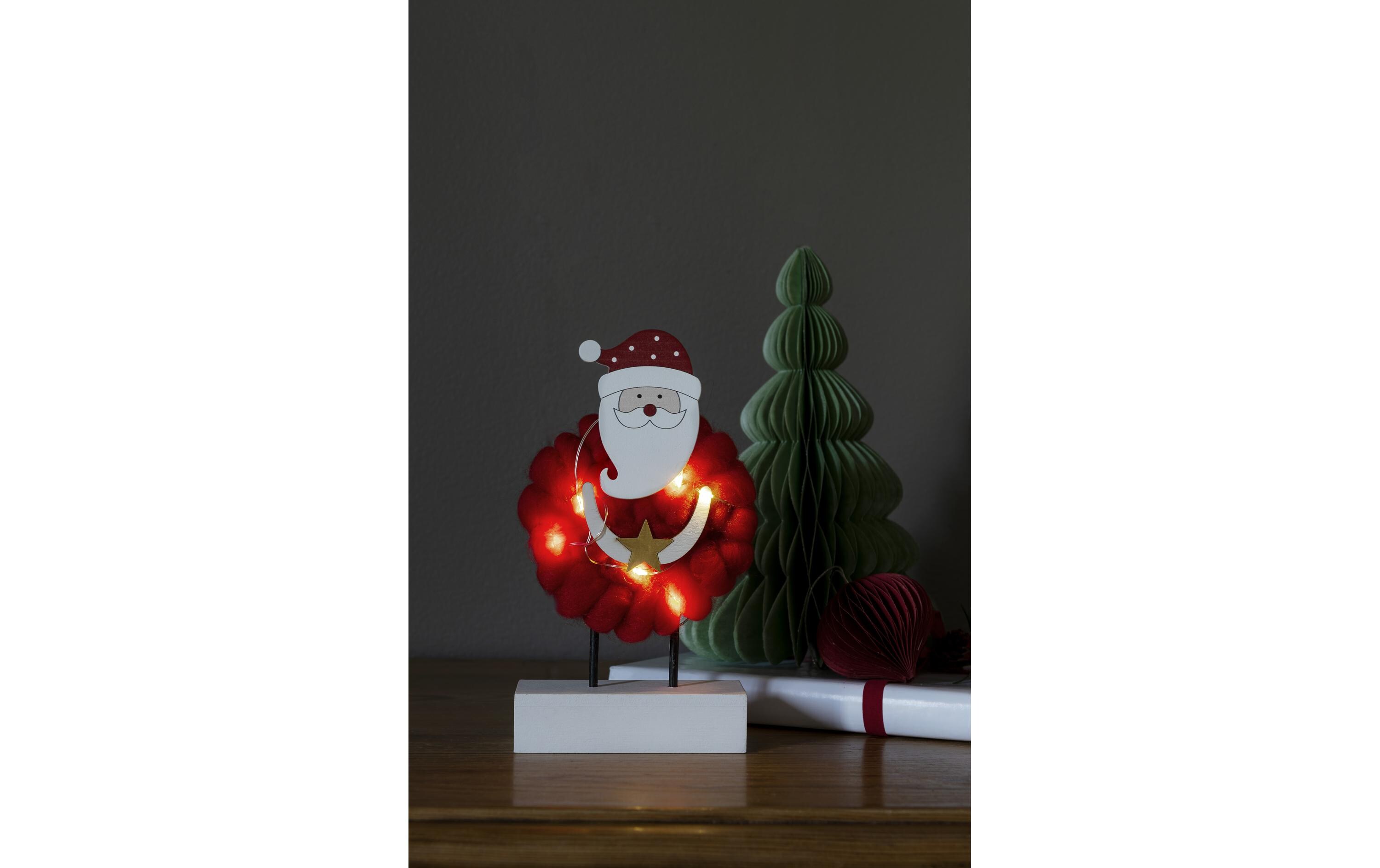 LED-Figur Santa, Holz & Baumwolle, 6 LEDTischdekoration