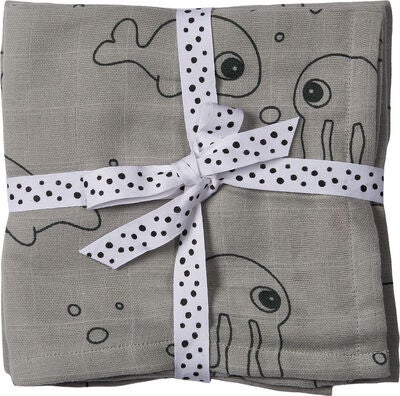 Done By Deer Swaddler Sea Friends 120x120 2-pack, Grey