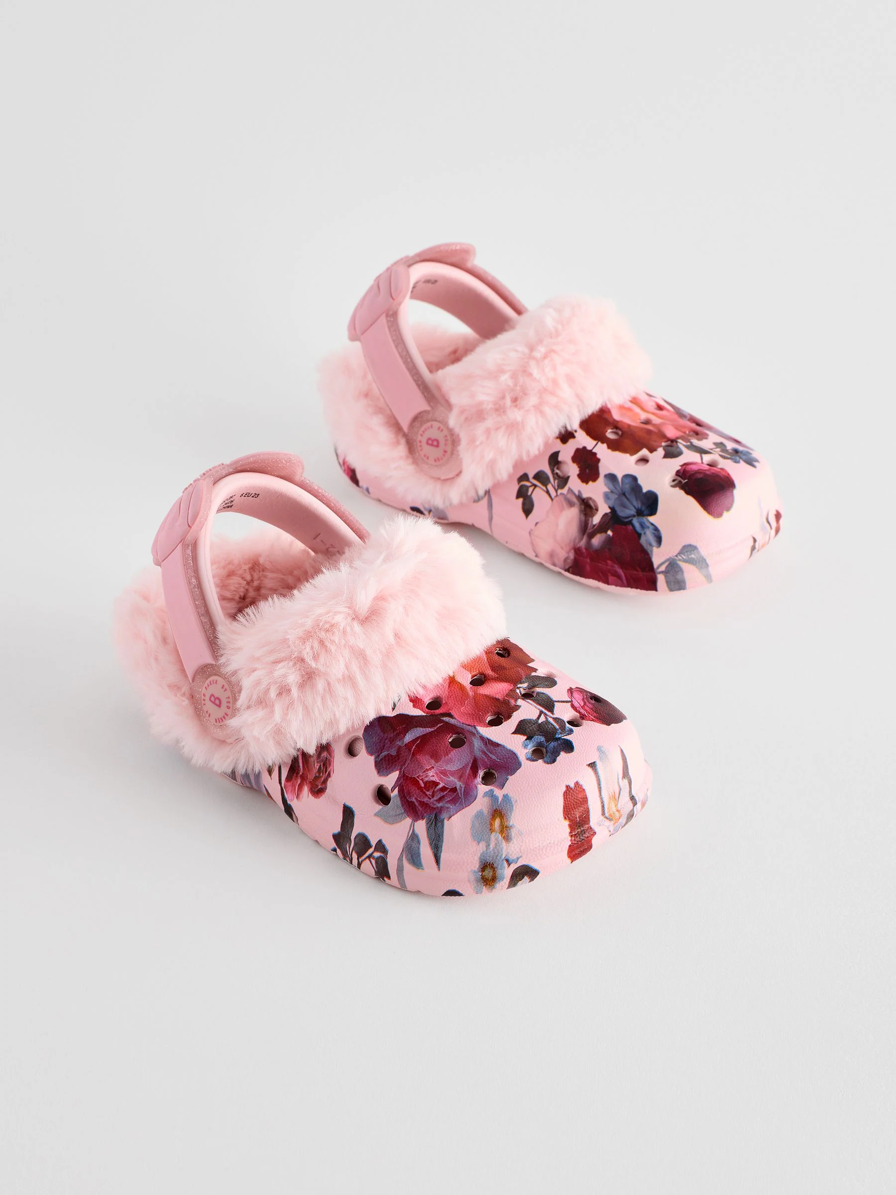 Roze bloemen - Baker By Ted Baker met borg gevoerde klomppantoffels