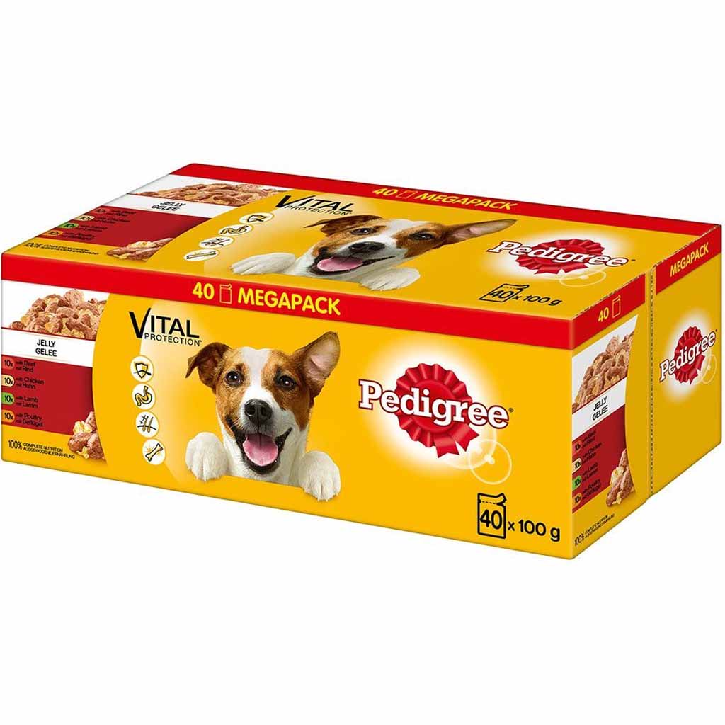 Pedigree Multipack 1+ in Gelee Fleisch Auswahl 40x100g=4kg MHD:30.10.26