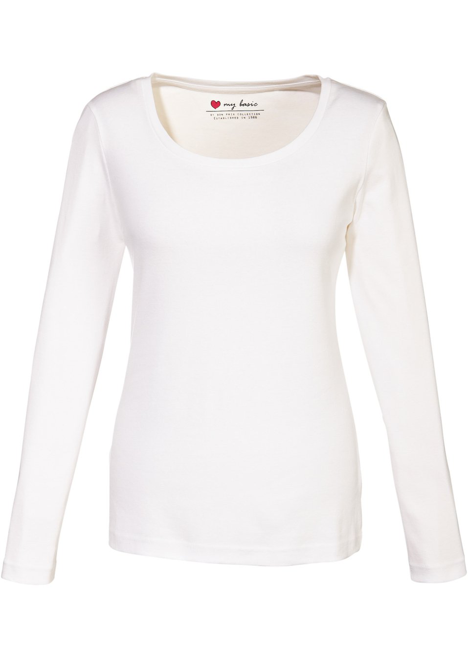 T-shirt coton à col rond manches longues