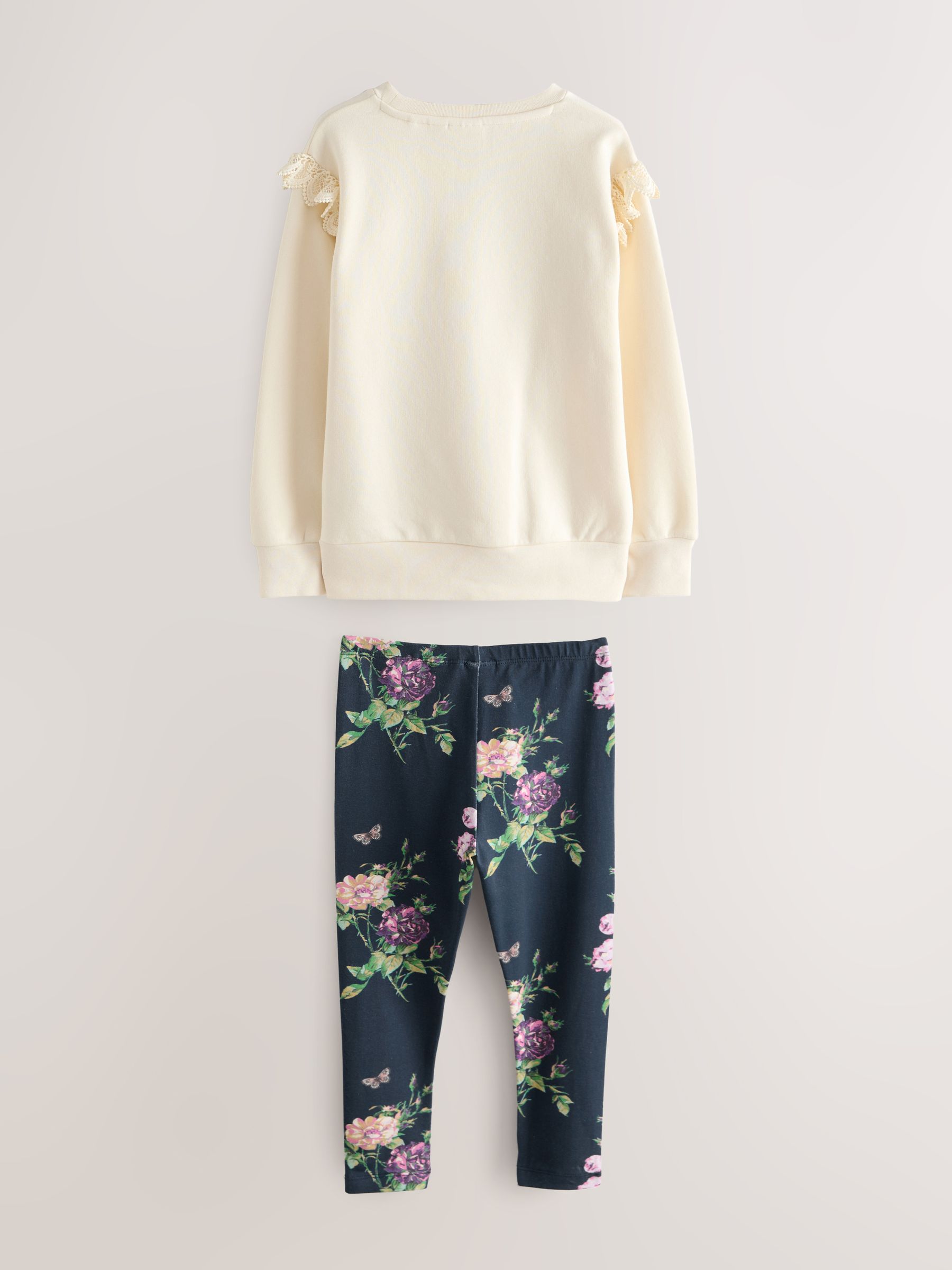 Crèmekleurig/marineblauw - Laura Ashley Sweatshirt and Leggings Set