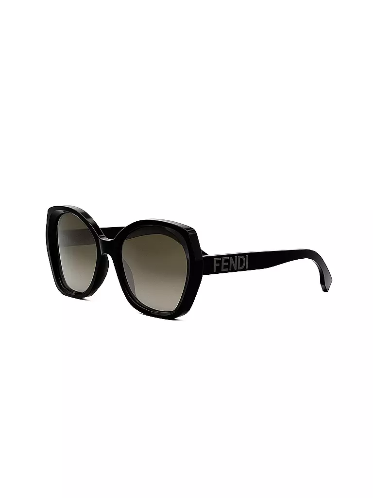 FENDI Lettering schwarze Butterfly Sonnenbrille schwarz