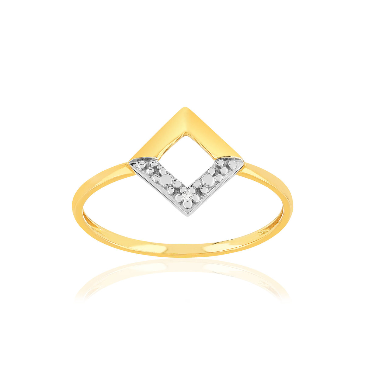 Bague or 375 2 tons diamant