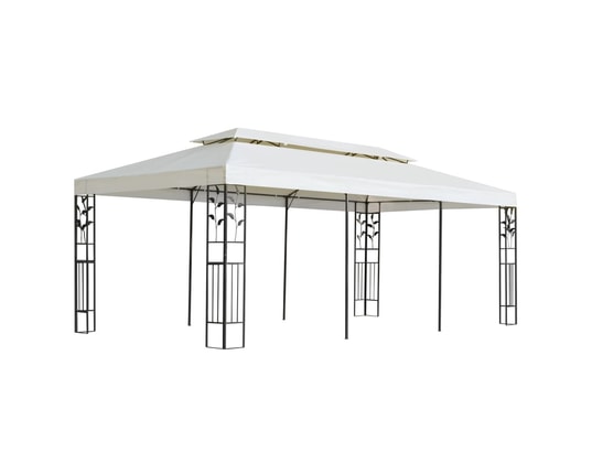 VIDAXL - Pergola Belvédère à double toit blanc 6x3 m acier