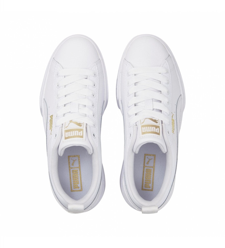 Tênis Puma Mayze Lth Jr de couro branco