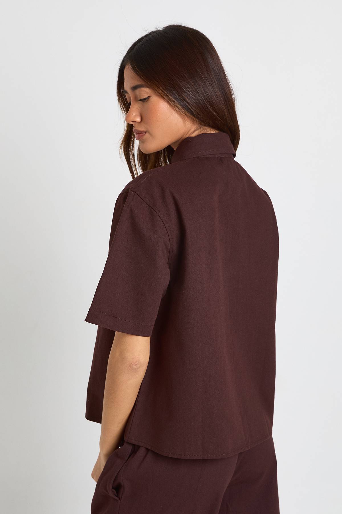 boohoo Chemise Chambray Boutonnée