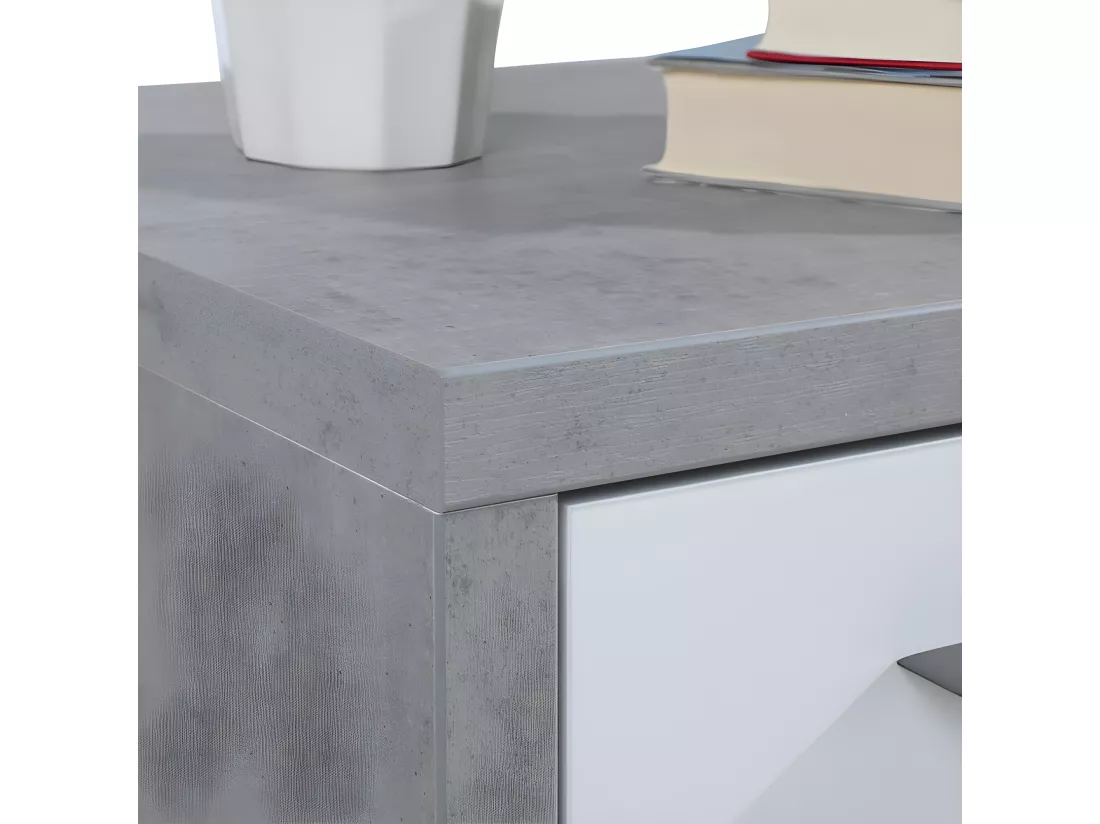 Caisson rangement à roulettes 3 tiroirs décor gris béton blanc - NET