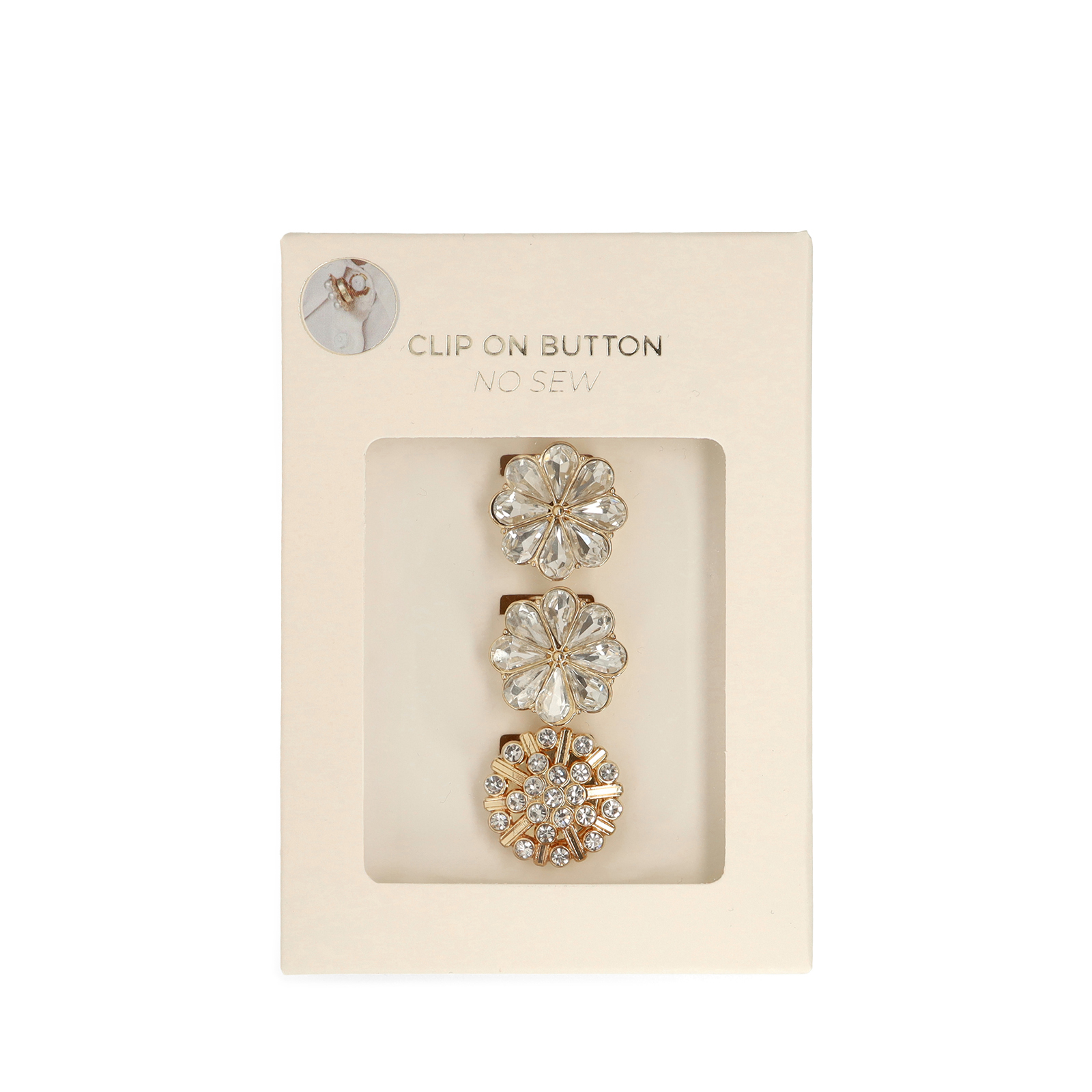 3 pack goudkleurige click on buttons