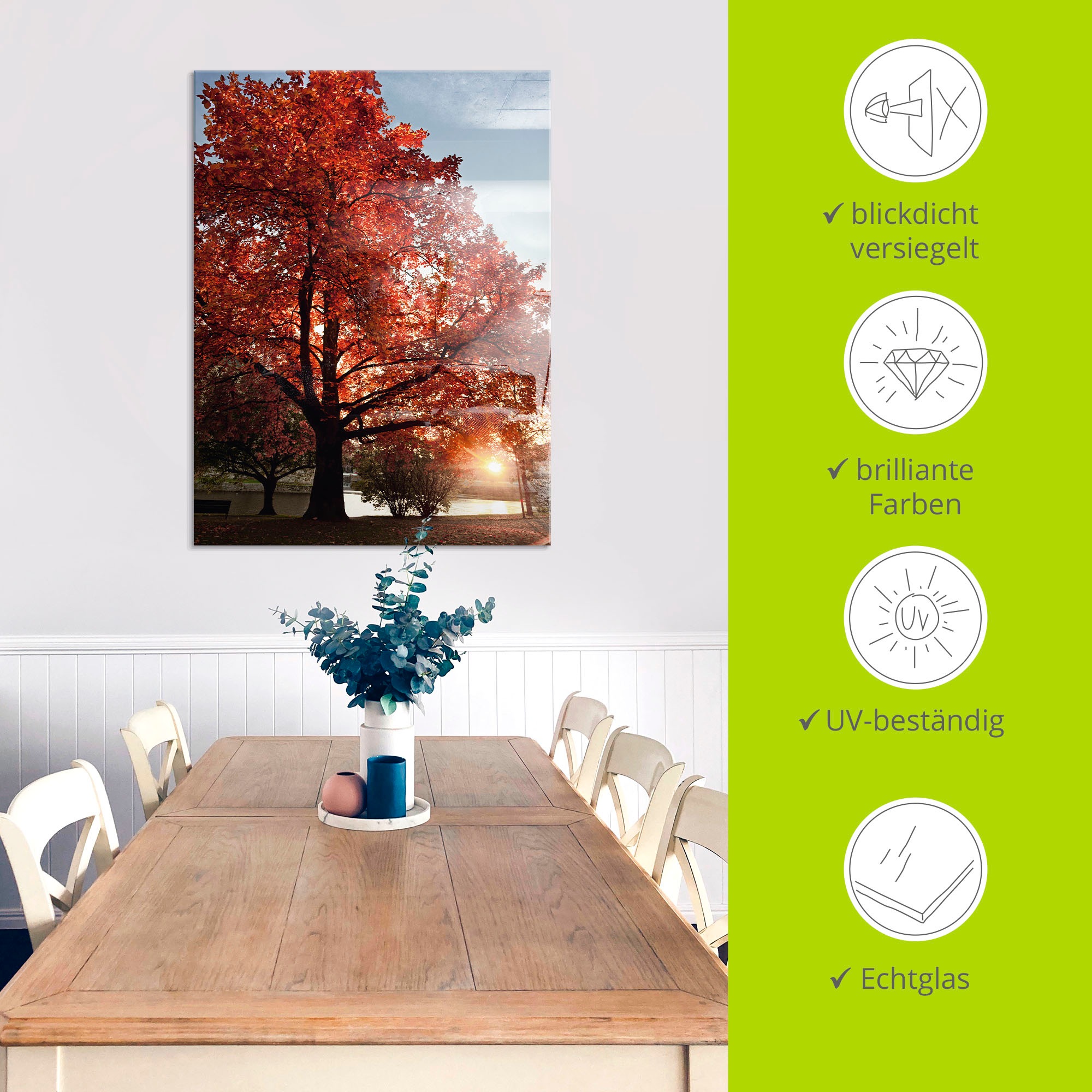 Artland Glasbild »Herbstbaum« Bäume 1 Stk. tlg. in verschiedenen Grössen