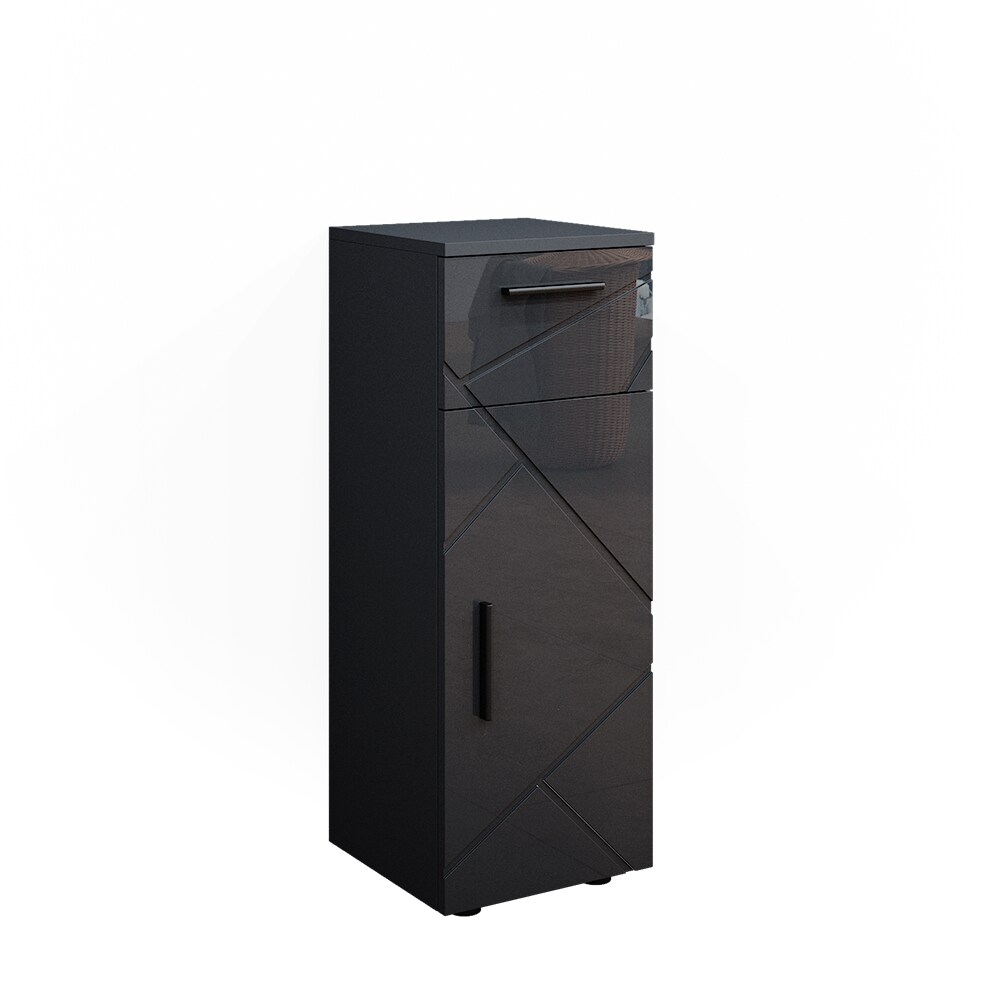 Vicco Midischrank Badschrank Badezimmermöbel Irma Anthrazit Hochglanz modern 30x81 cm Badezimmer Schrank Badmöbel Schranktür Schrankfach Schrankschublade Ablage Aufbewahrung