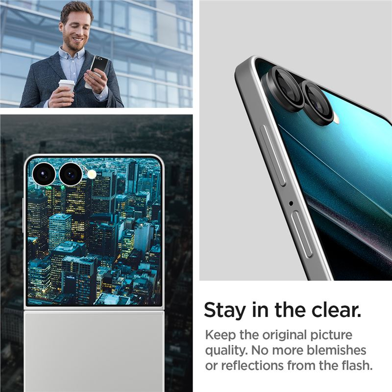 (2er Set) Samsung Galaxy Z Flip7 Glas Tr EZ Fit Optik Pro Kamera Objektiv Protector Panzer Glas Case Friendly mit Rahmen (AGL09587)