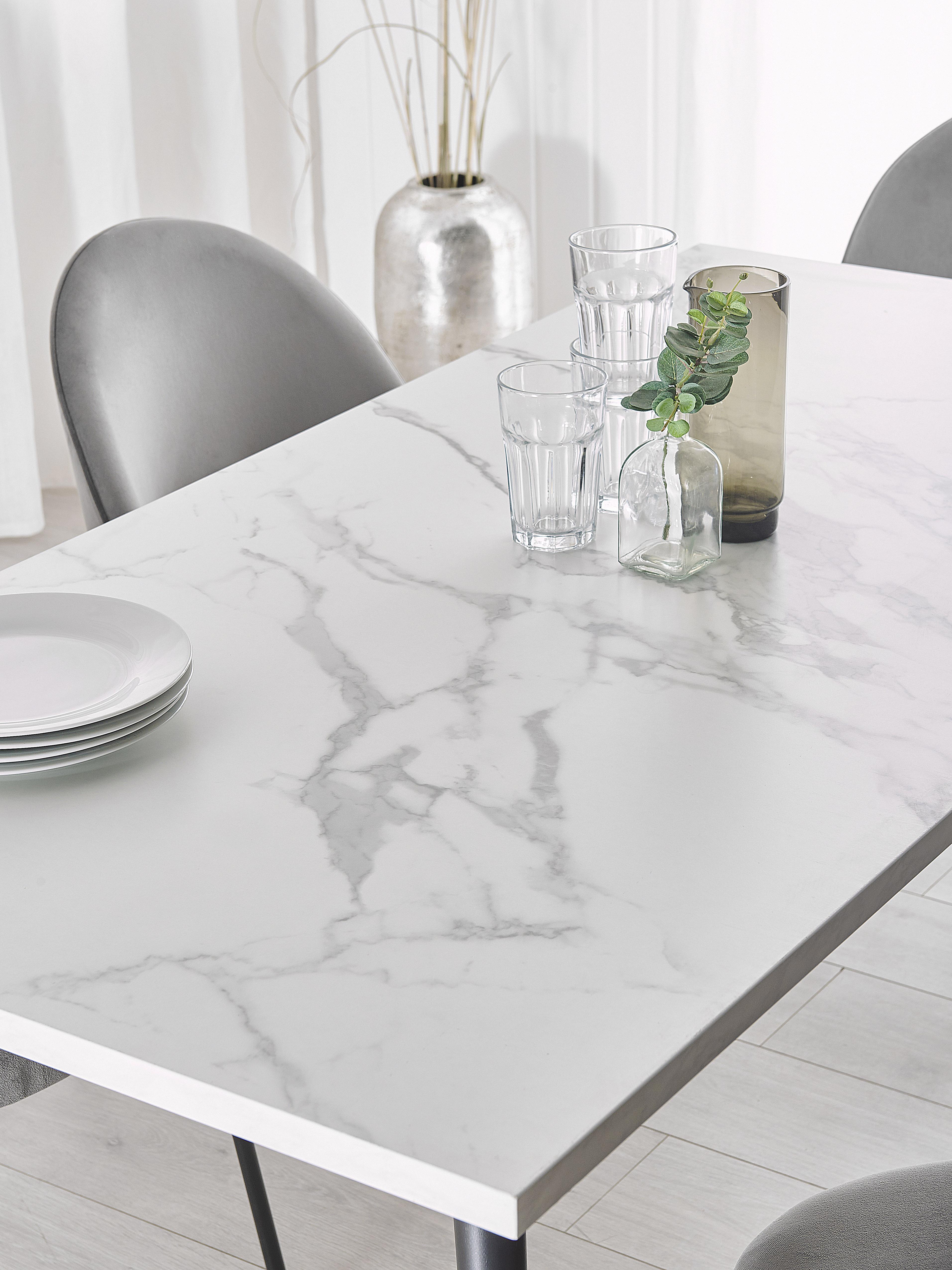 Eettafel SANTIAGO Wit marmer 80 cm 160 cm