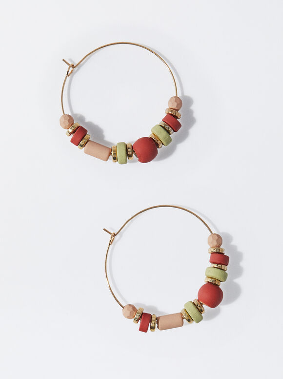 Brincos de argola com miçangas - Multicor
