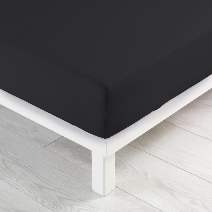 DRAP HOUSSE 1 PERSONNE 90X190CM JERSEY UNI CHARBON