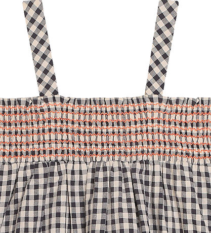 Kenzo Kleid - Creme/Grau Kariert m. Blume