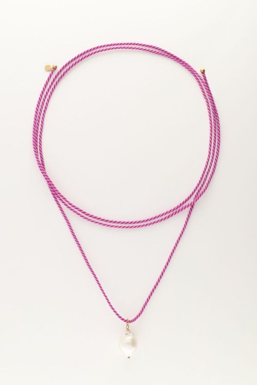 Sunrocks paarse touwketting met parel