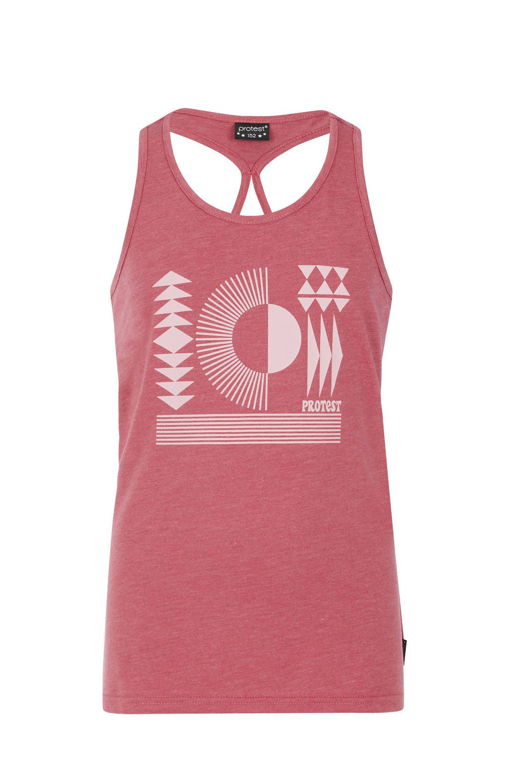 Protest singlet met printopdruk roze/wit