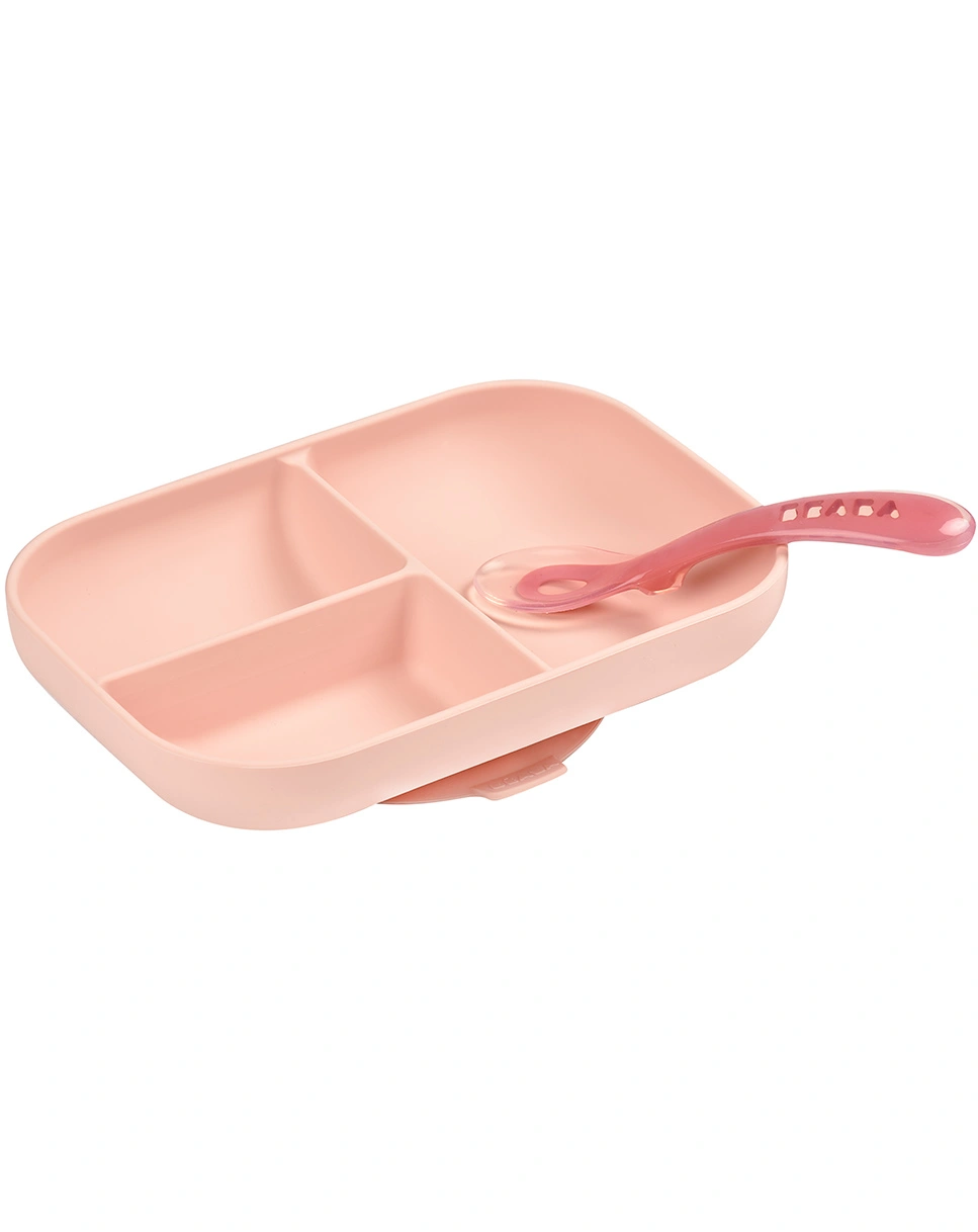 Silikon-Menüteller BIG MEAL mit Löffel in old pink