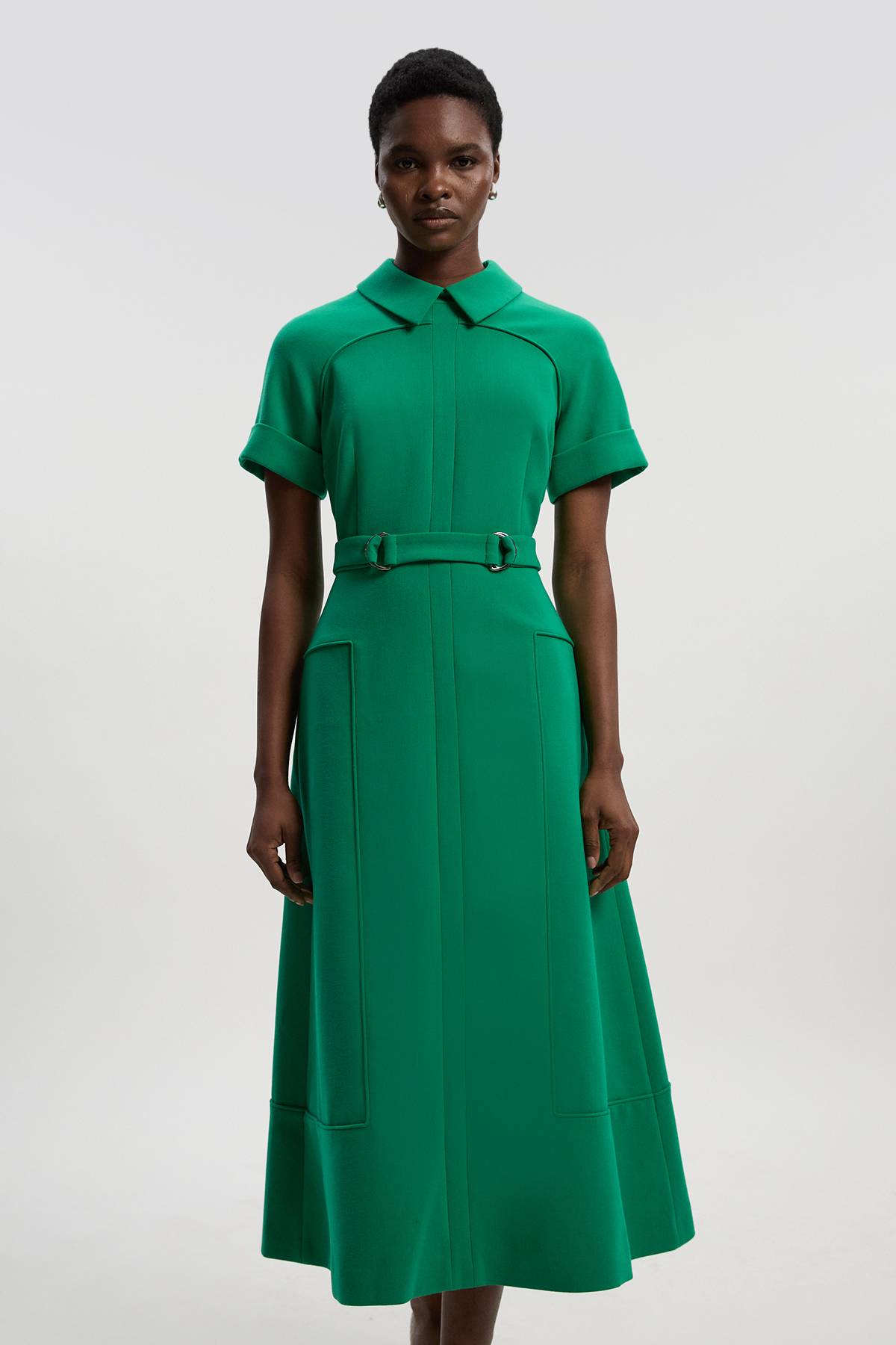 KarenMillen Robe Midi Évasée à Détail Patte Extensible Compacte