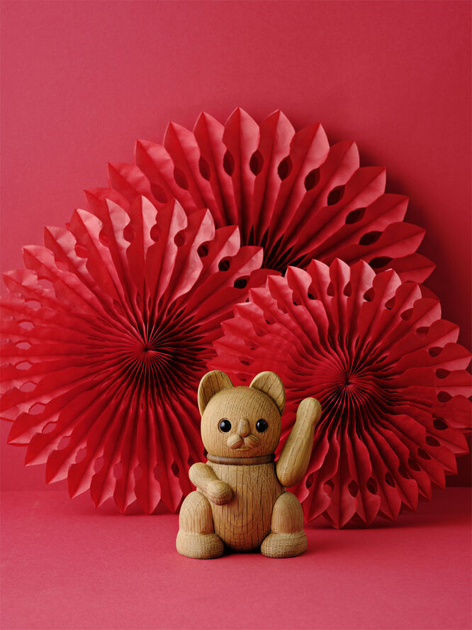 Lucie Kaas Lucky cat - oak Lysebrun