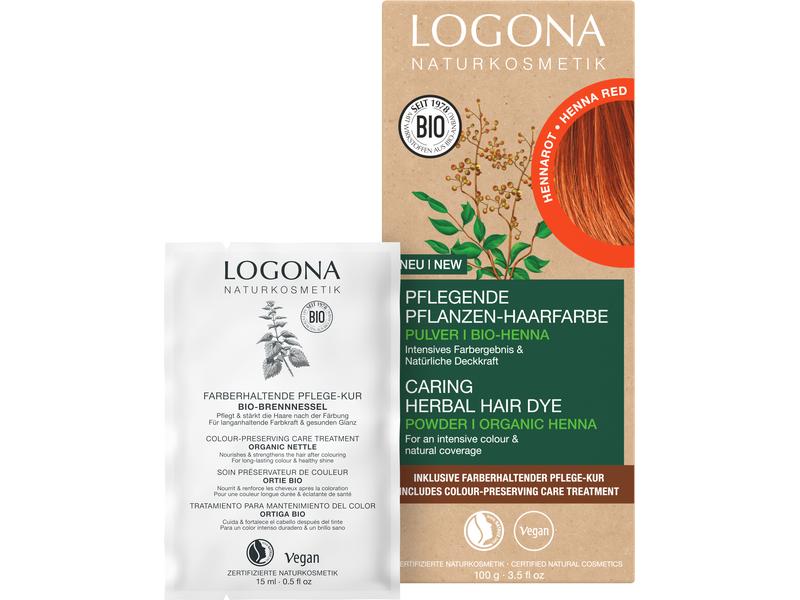 Logona Haarcoloration Hennarot Natürliche Pflanzen-Haarfarbe verleiht dem Haar ein intensives Farbergebnis