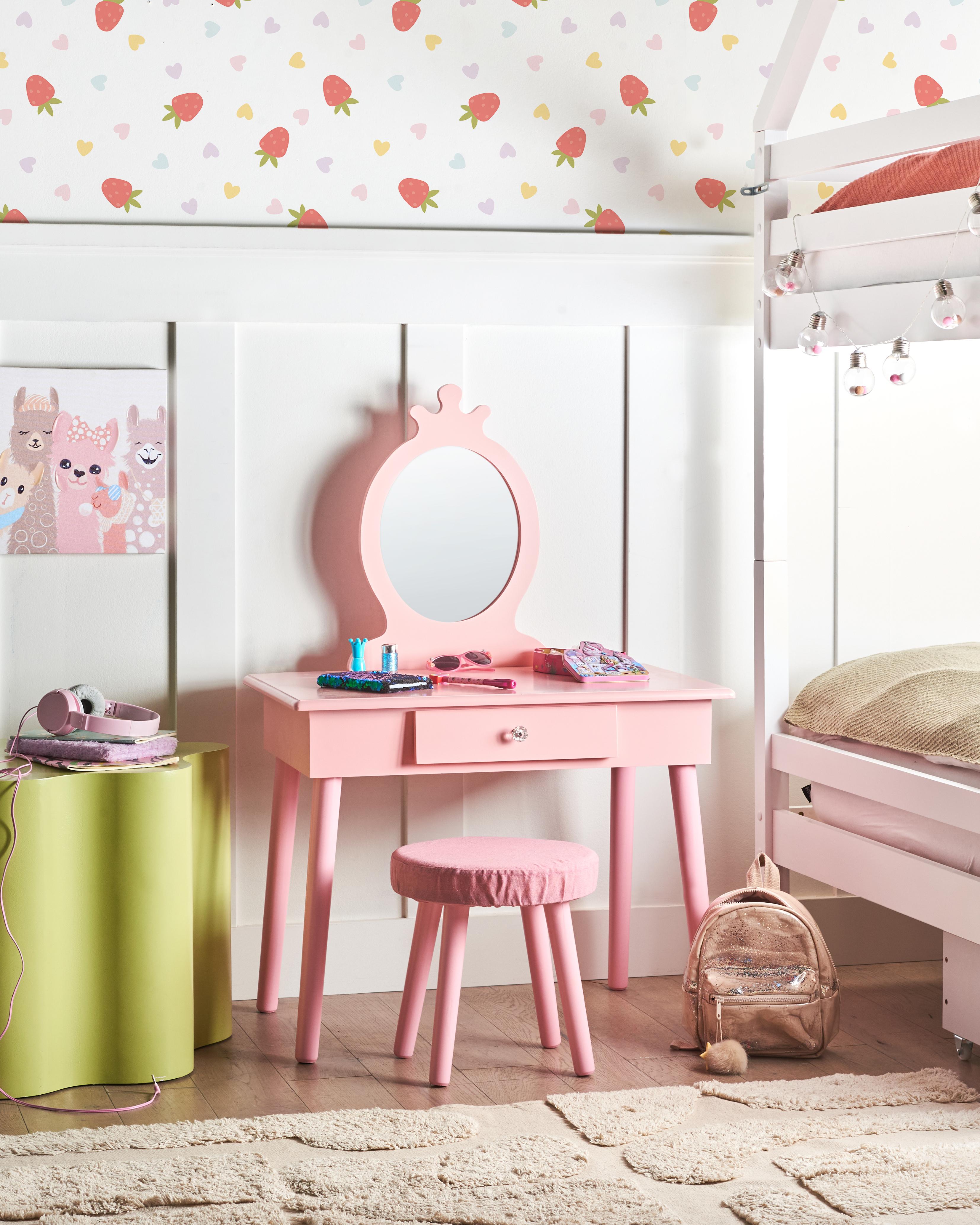 Kinderkaptafel met krukje MARGIE Roze