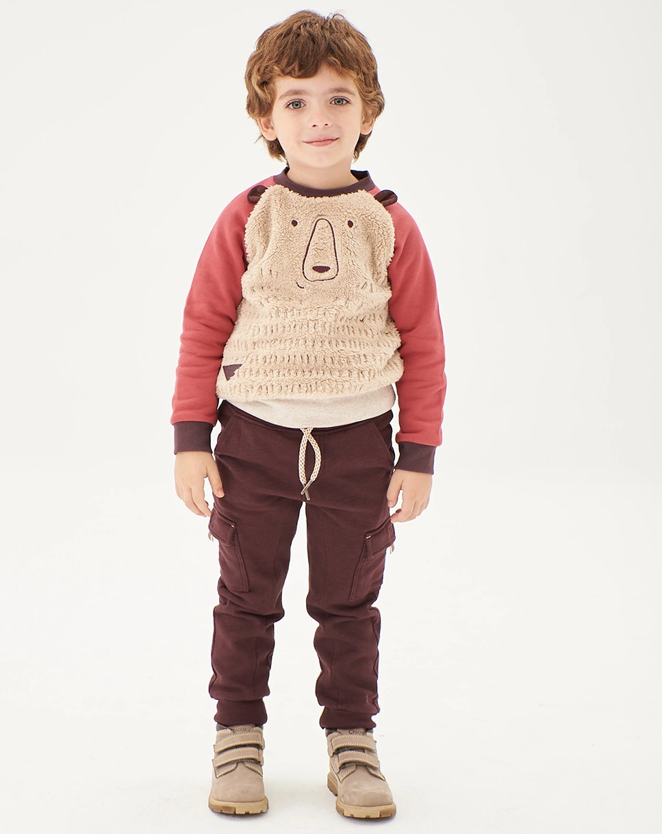 Sweatshirt BEAR in beige/rot