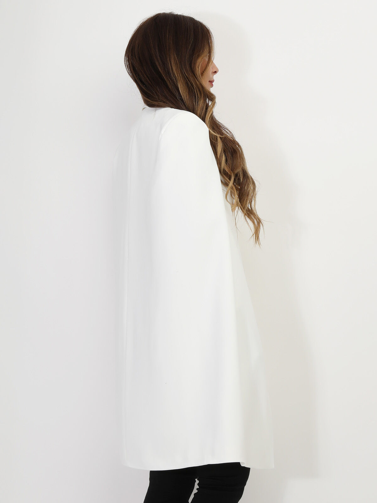 Manteau cape à boutons officier- Blanc