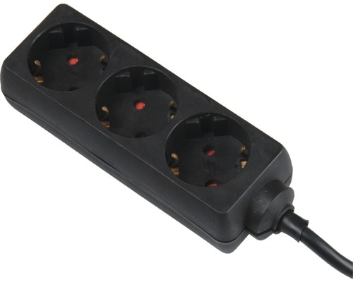 3-voudige stekkerdoos 3G1.5 zwart 1,4 m