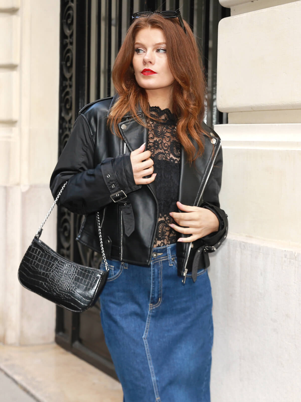 Sac à main demi-lune verni- Noir