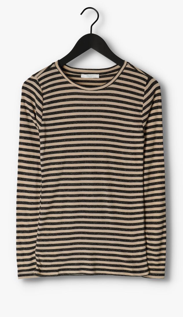 BY-BAR beige by-bar  basic ls stripe top