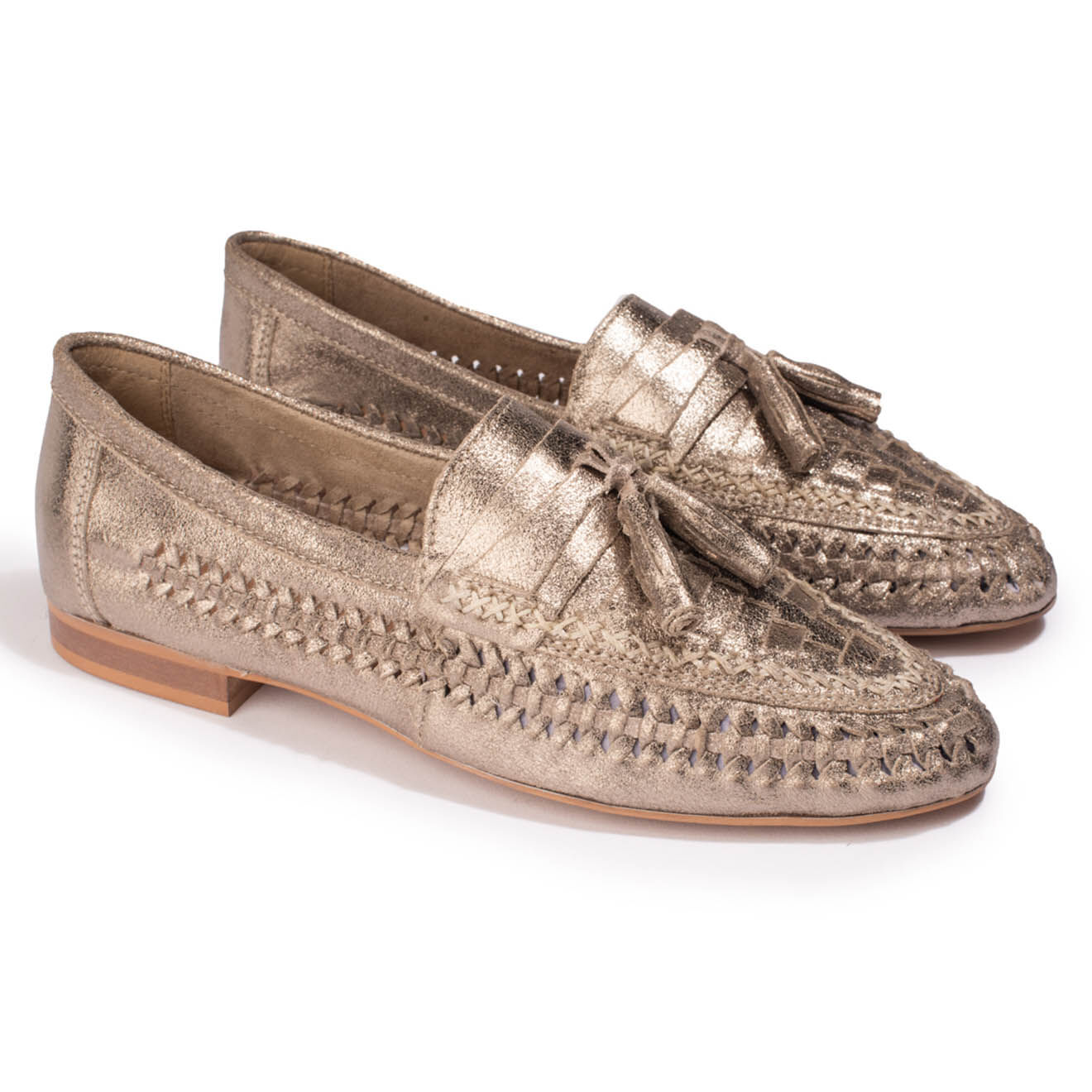 Couleur Pourpre Mocassins en Cuir Hampi dorés