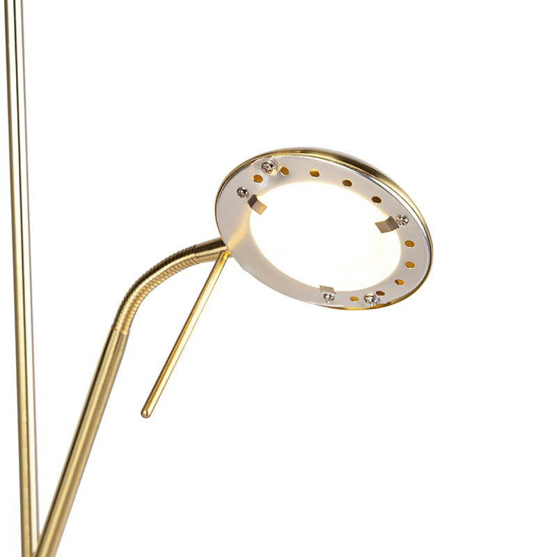 Vloerlamp goud met leeslamp incl. LED en dimmer - Diva 2