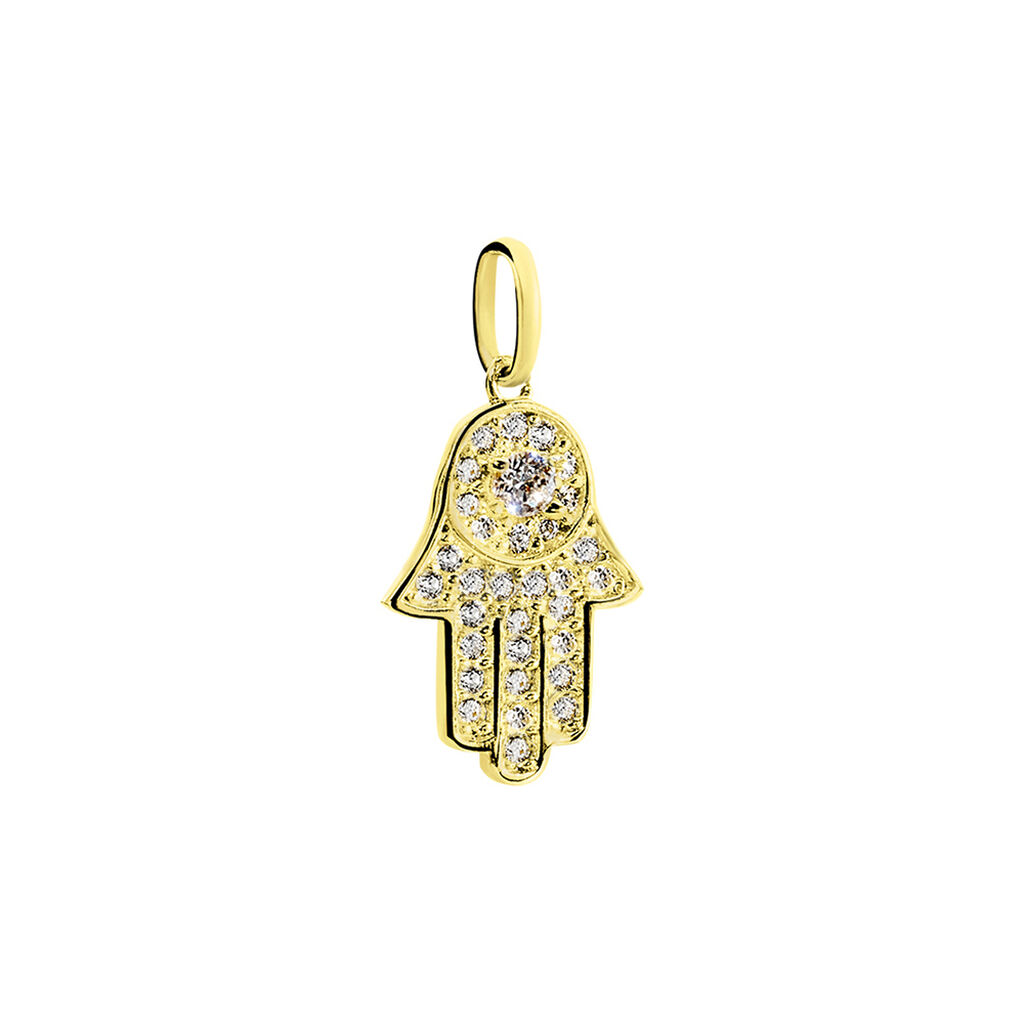 Pendentif Fatima Or Jaune Oxyde De Zirconium