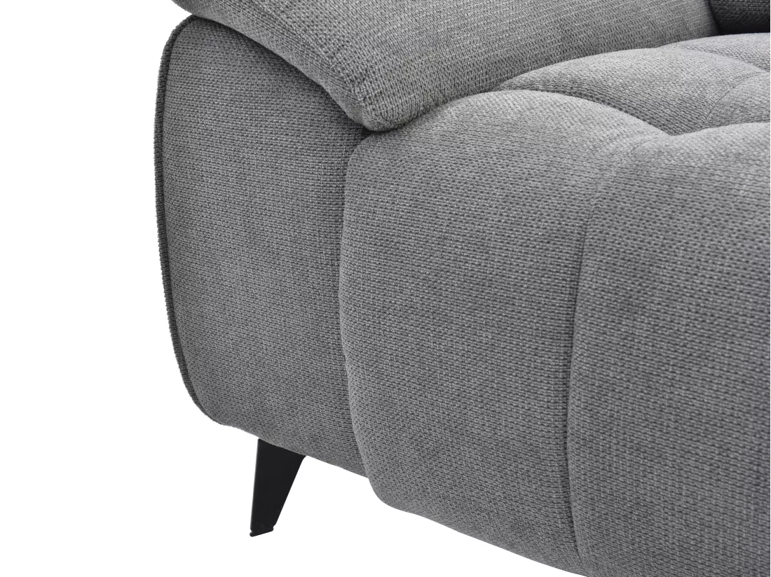 Canapé d'angle droit relax électrique en tissu texturé gris CELTIMO